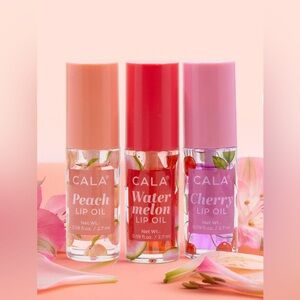 CALA Lip Oil Trio Watermelon Peach & Cherry with Argan Oil & Vitamin E NWOT